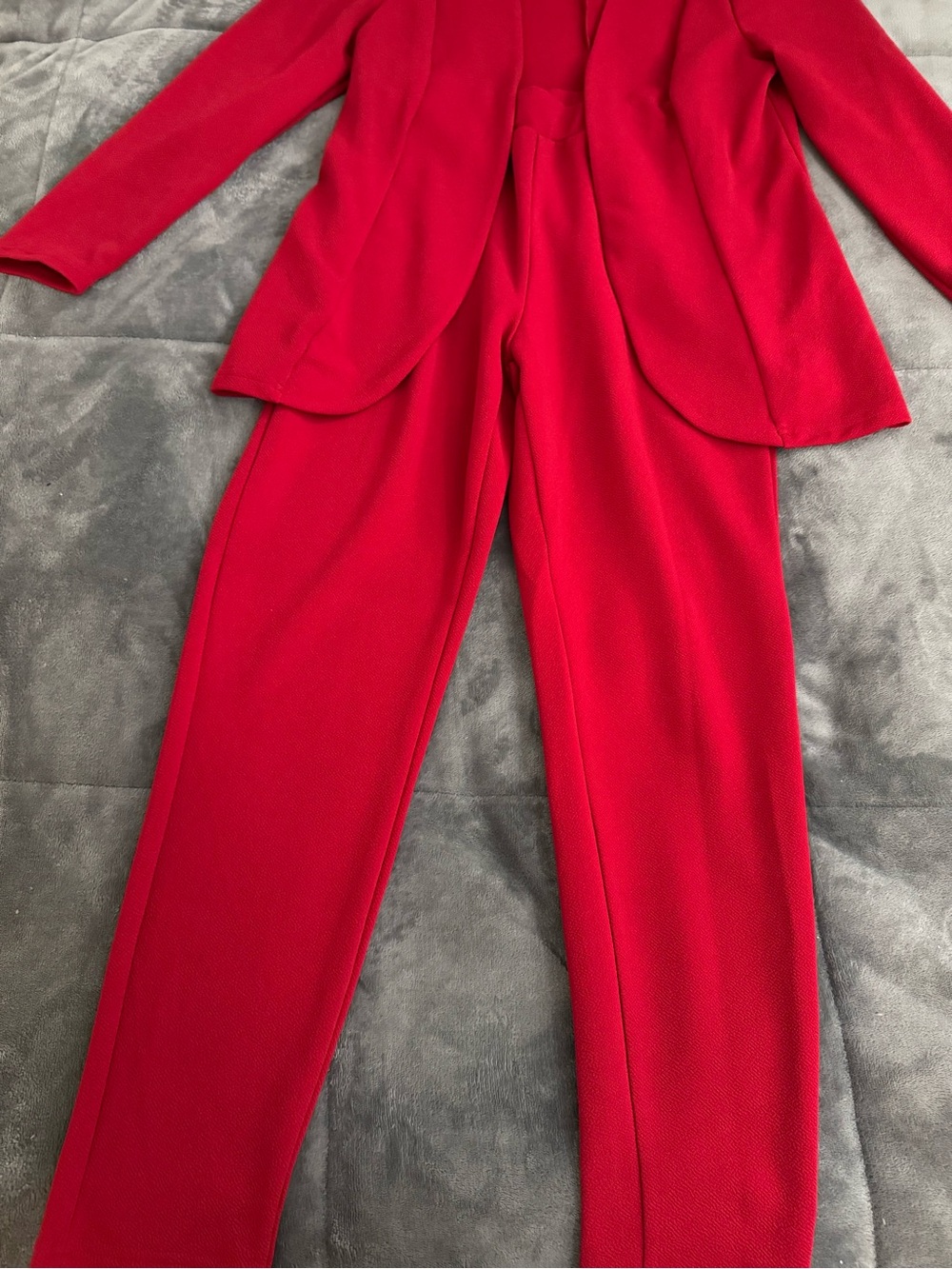 Red Women's Ponte Jacket & Pant Jumpsuit Set - Picture 3 of 9